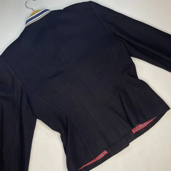 ~ Vintage RARE Armani Jeans Med Wool Military Jacket HTF Women's Button Up Lined - Picture 5 of 14